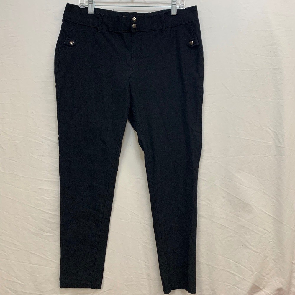 Sabrina Lauren New York Black Stretch Tapered Pants Women 18W Heart Pockets‎